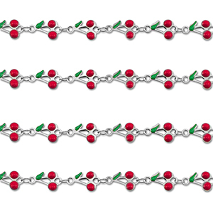 Stainless steel findings belcher chain cherries Silver-Red-Green