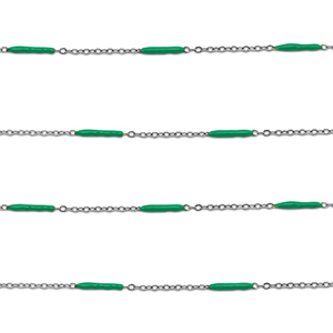 Stainless steel findings belcher chain with rod Silver-Green