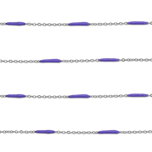 Stainless steel findings belcher chain with rod Silver-Purple