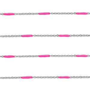 Stainless steel findings belcher chain with rod Silver-Pink