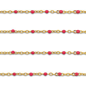 Stainless steel findings belcher chain 1mm Gold-Cherry Red