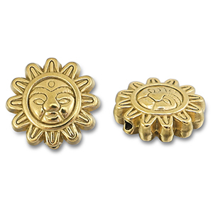 Stainless steel beads flower with face Gold