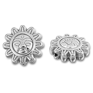 Stainless steel beads flower with face Silver