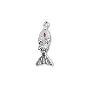 Brass TQ metal charms fish Silver-Orange