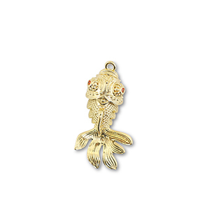 Brass TQ metal charms fish Gold-Orange