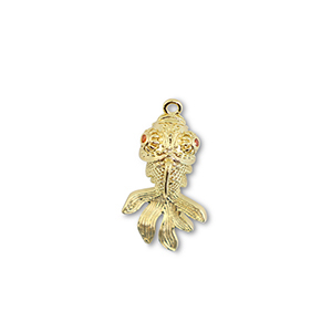 Brass TQ metal charms fish Gold-Orange