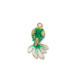 Eco-brass&reg; metal charms fish Gold-Green-White