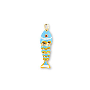 Brass TQ metal charms fish Gold-Light Blue-Yellow-White