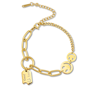 Stainless steel bracelets smiley Gold