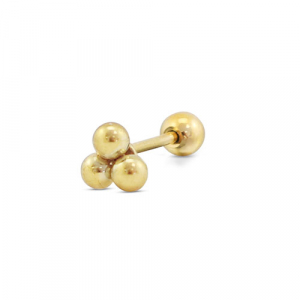 Stainless steel ear piercing with spheres Gold