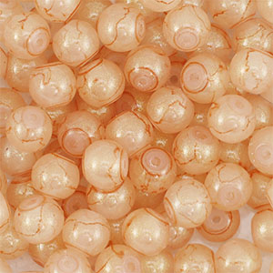 8 mm glass beads with glitters Coral Orange-Gold