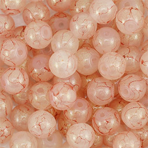 6 mm glass beads with glitters Dusty Pink-Gold