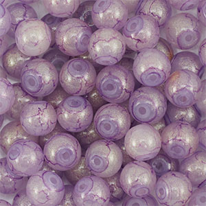 4 mm glass beads with glitters Purple-Gold