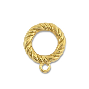 Stainless steel findings ring with loop Gold