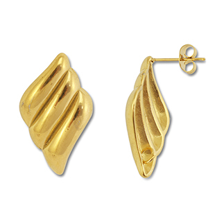 Stainless steel findings earrings / earpin wing with loop Gold