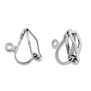 Stainless steel findings clip-on earrings with loop Silver