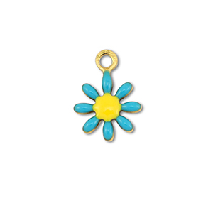 Stainless steel charms flower Gold-Blue-Yellow