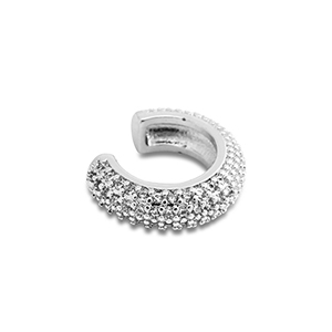 Stainless steel earrings ear cuff with zirconia Silver-Crystal
