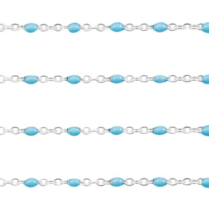 Stainless steel findings belcher chain 1mm Turquoise Green-Silver