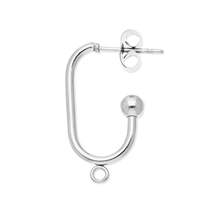 Stainless steel findings earrings / earpin oblong oval with loop Silver