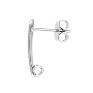 Stainless steel findings earrings / earpin oblong with loop Silver