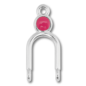 DQ European metal charms connector Antique Silver (Nickelfree)-Magenta