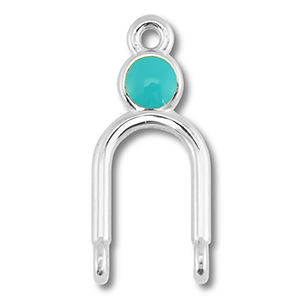 DQ European metal charms connector Antique Silver (Nickelfree)-Turquoise Blue