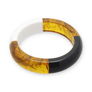 Bracelets bangle resin Transparent Amber Brown-White