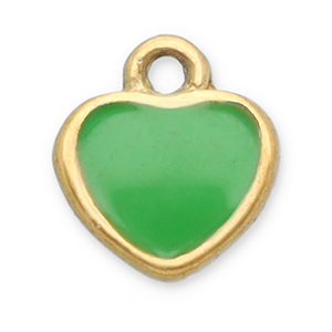 Stainless steel charms heart Gold-Light Green