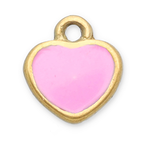 Stainless steel charms heart Gold-Pink