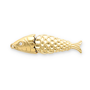 Stainless steel charms fish Gold-Transparent