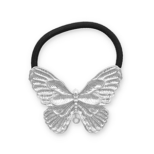 Hair accessories hair tie with metal butterfly Silver-Black