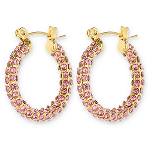 Stainless steel earrings / earpins creoles with strass Gold-Pink