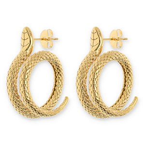 Stainless steel earrings / earpins snake Gold
