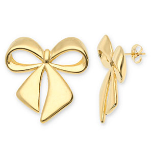 Stainless steel earrings / earpins bow Gold