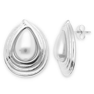 Stainless steel earrings / earpins drop Silver-White