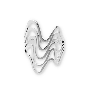 Stainless steel rings waves Silver