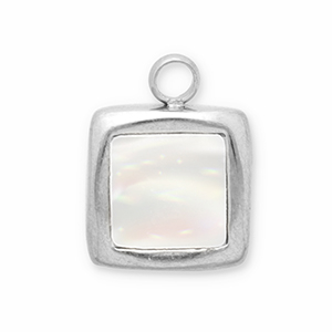 Stainless steel charms shell square Silver-White