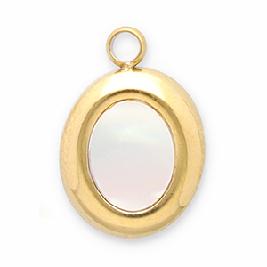Stainless steel charms shell oval Gold-White