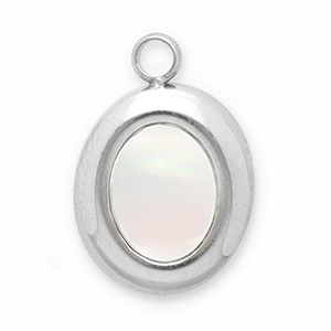 Stainless steel charms shell oval Silver-White