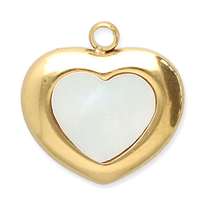 Stainless steel charms shell heart Gold-White