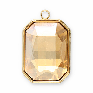 Stainless steel charms facet rectangle Gold-Champagne
