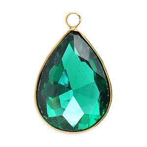 Stainless steel charms facet drop Gold-Dark Green