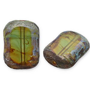 Czech Beads TCB rectangle 12x9mm Peridot-Topaz