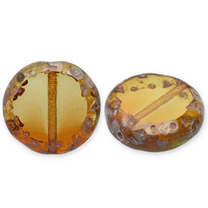 Czech Beads TCB round 14mm Peridot-Topaz