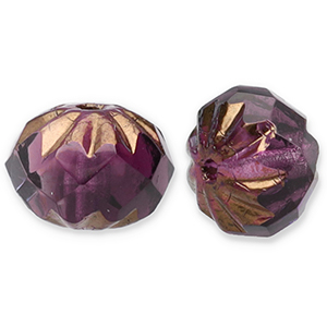 Czech Beads FPB round 10x7mm Amethyst-Bronze