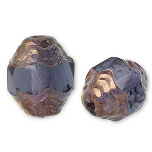 Czech Beads FPB oval 7x6mm Montana Blue- Bronze