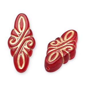 Acrylic beads rhombus arabesque Red-Gold