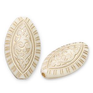 Acrylic beads oval Off White-Gold