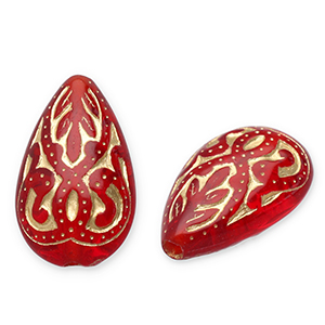 Acrylic beads drop Red-Gold